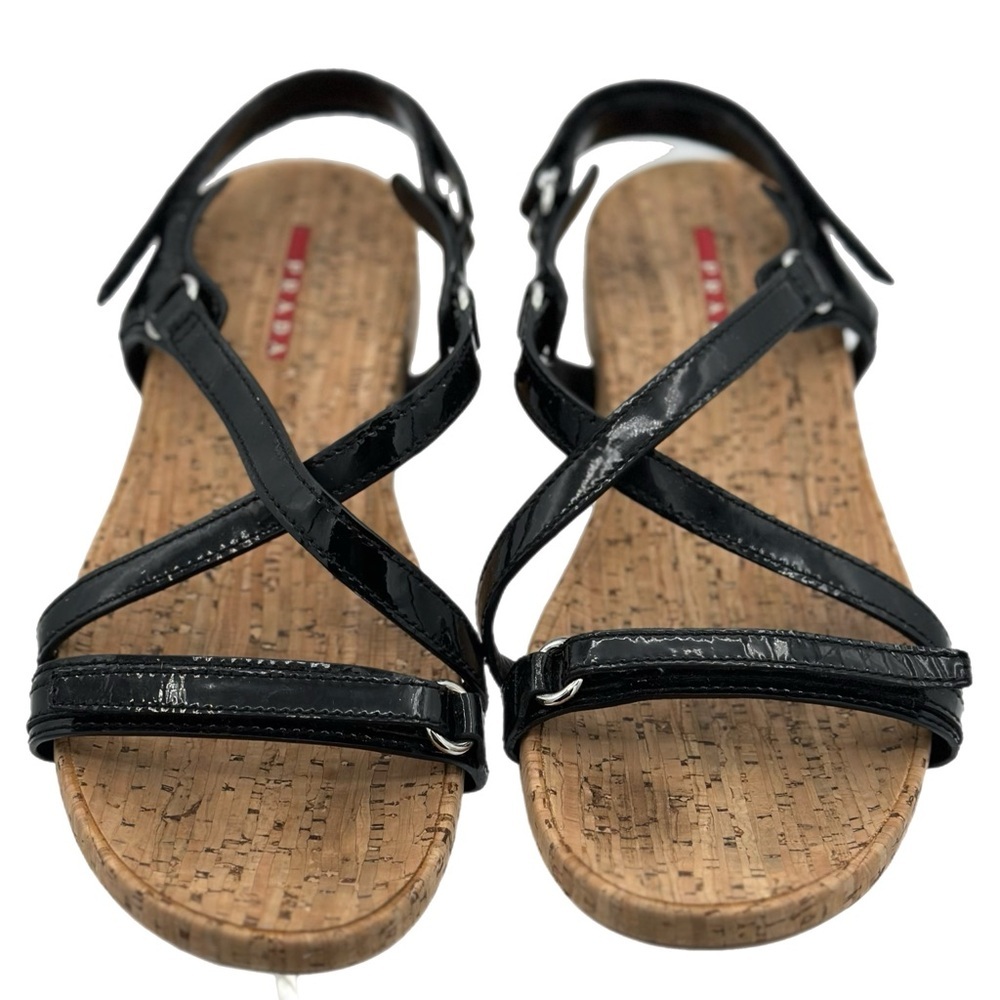Prada Linea Rossa Cork & Patent Leather Strap Sandals | Size 39.5 - Picture 2 of 6